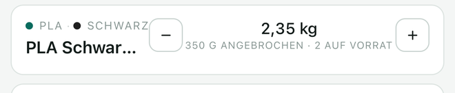 Eine Rolle im Gebinde-Modus: 2,35 kg, 350 g angebrochen, 2 auf Vorrat.
