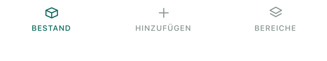Die Leiste mit den drei Reitern: Bestand, Hinzufügen, Bereiche.