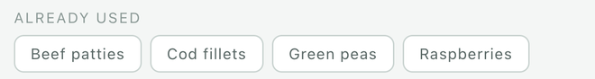 The 'Already used' row offers names entered before.