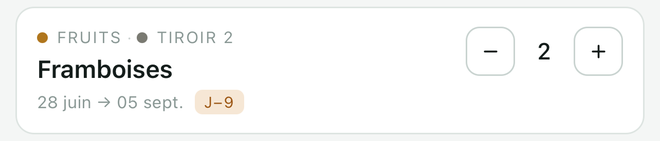 Une ligne d'article portant le badge J moins 9.