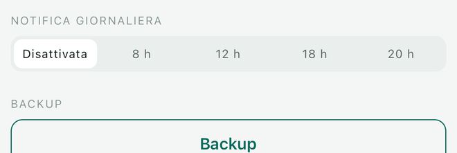La regolazione della notifica quotidiana: disattivata, 8, 12, 18, 20.