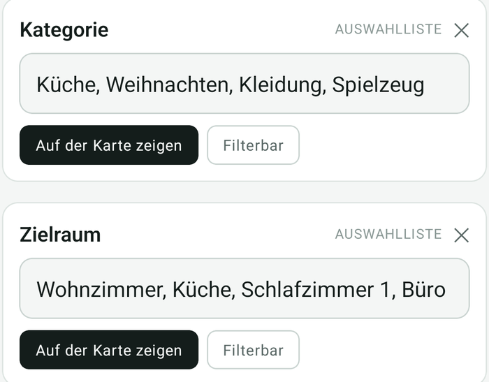 Zwei Listen ohne Filter