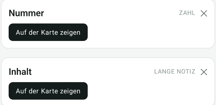 Die Felder Nummer und Inhalt