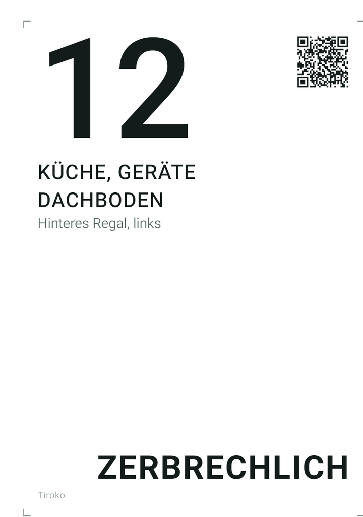 Etikett von Karton Nummer 12