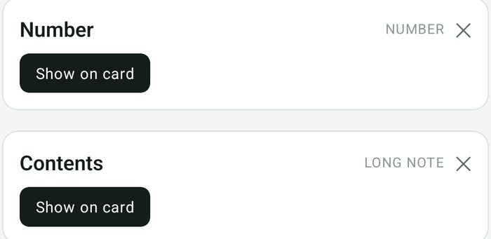 The Number and Contents fields