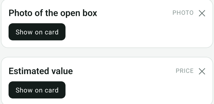 The Photo and Value fields
