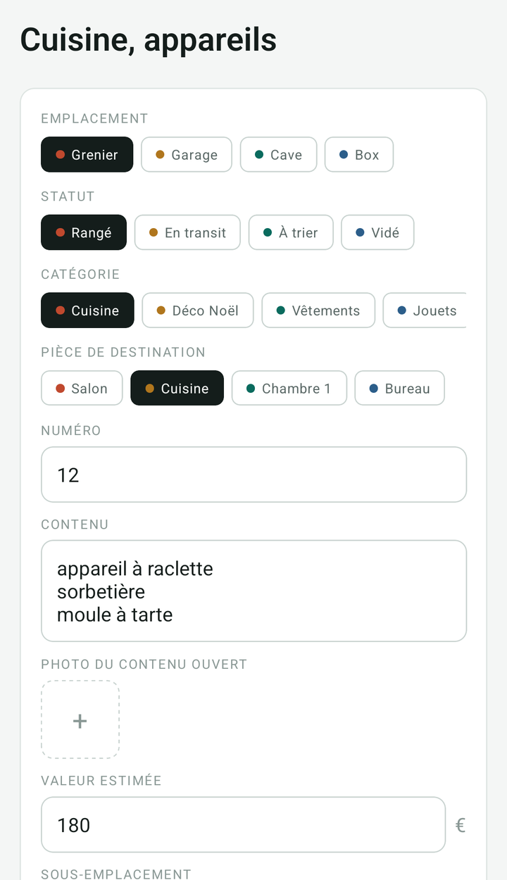 Fiche complète d'un carton