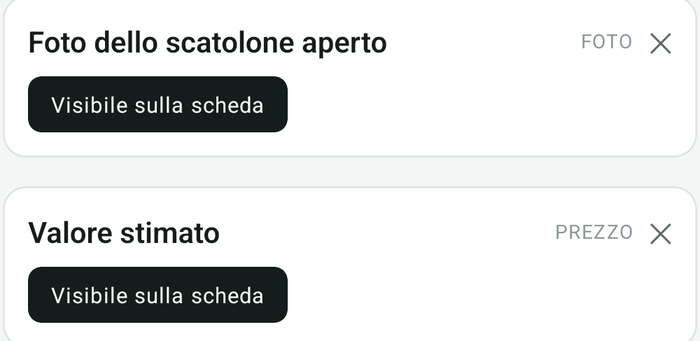 I campi Foto e Valore