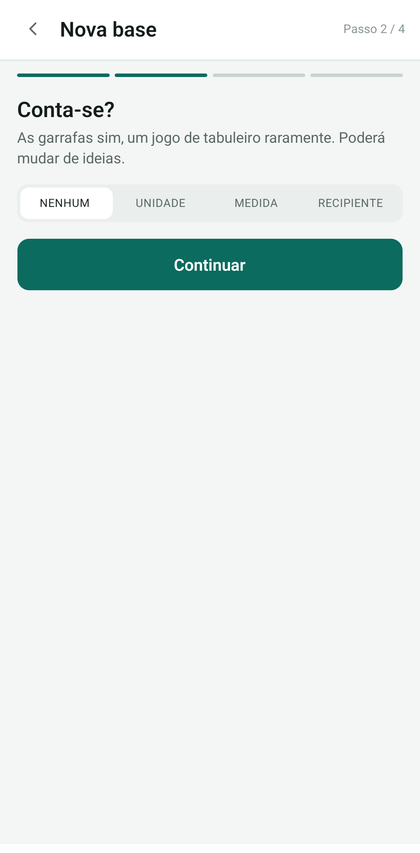 Escolha do modo de quantidade