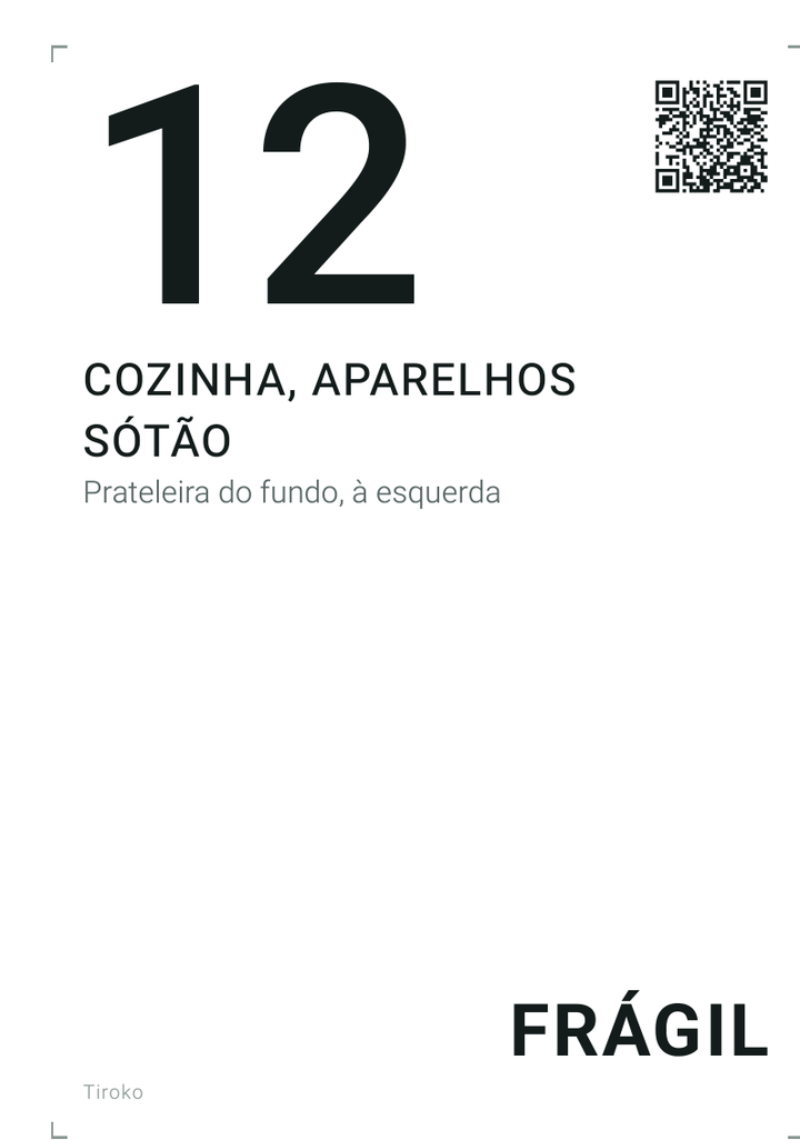 Etiqueta da caixa número 12
